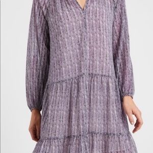 Banana Republic Tiered Swing Shift Drop Waist Dress - Purple - Size Large